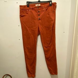 Madewell mid-rise skinny jean in rust